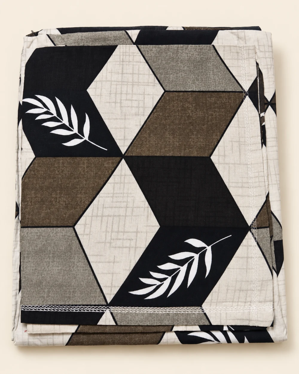 Earth Geometry printed bedsheet, folded to show its design